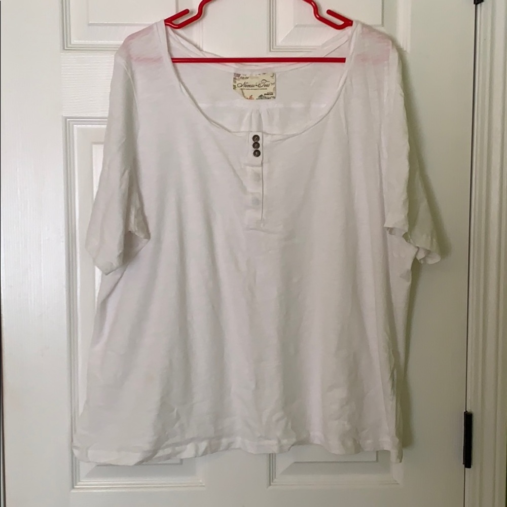 White tee with button details
